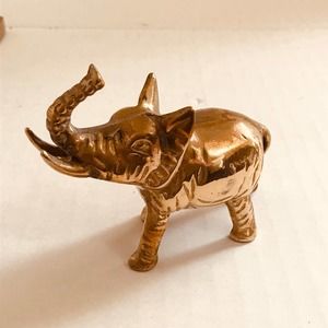 Vintage Solid Brass Elephant 3 1/2"Lx 2 3/4"H